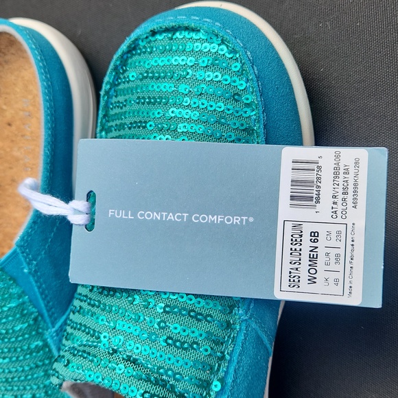 Revitalign Siesta Slide Sequin Mule Shoes In Biscay Bay Sz 6 - Picture 11 of 17